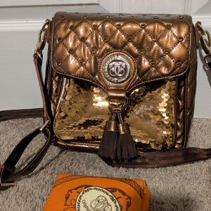 Sharif Metallic Chocolate Sequin Crossbody Bag NWOT